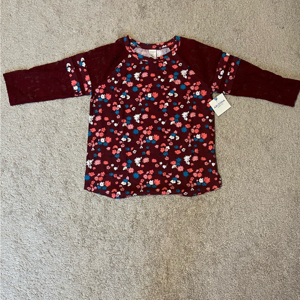 NEW WITH TAG Arizona Jean Co Laredo Red Floral with Lace 3/4 Sleeve XL (16)